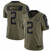 Nike Indianapolis Colts 2 Carson Wentz 2021 Olive Salute To Service Limited Jersey Dyin,baseball caps,new era cap wholesale,wholesale hats